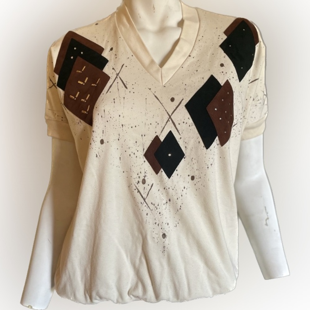 Vintage ladies diamond argyle golf swing sporty rockabilly shirt